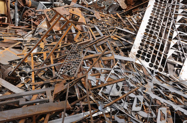 Scrap metal pile junk yard waste for recycling environment