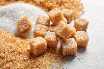 Different types of sugar, closeup