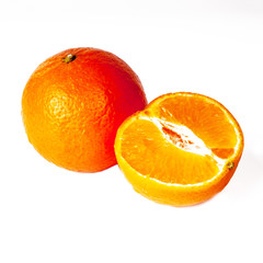 Bright orange Mandarin citrus isolated on white background