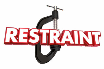 Restraint Clamp Vice Show Patience Restrain Yourself 3d Illustration - obrazy, fototapety, plakaty