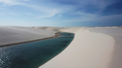 Blue river in White desert