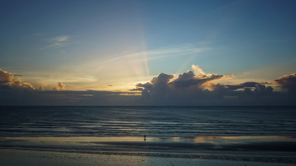 Sunset, cloud, sea, reflection