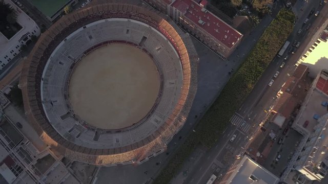 Aerial view of a bullfight arena