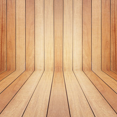 Brown pine wooden empty space. perspective wall. For display or montage product design