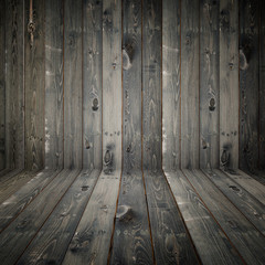 Grey pine wooden empty space. perspective wall. For display or montage product design