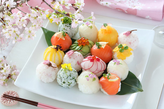 手まり寿司　お花見