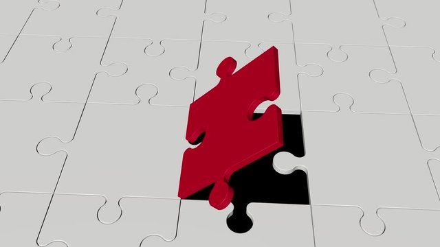 Missing jigsaw puzzle piece transform to the final puzzle piece