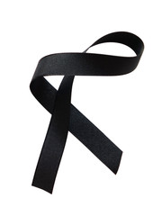 Black ribbon awareness isolated on white background