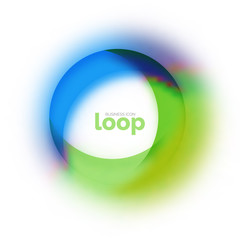 Loop circle business icon, created with glass transparent color shapes