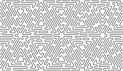 Monochrome doodle art deco abstract seamless background with stroke line.