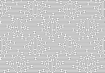 Monochrome doodle art deco abstract seamless background with stroke line.