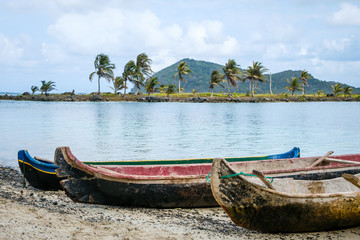 wooden boats,  canoe boat - Guna Yala, San Blas Islands -