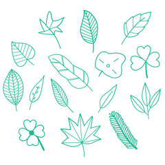 Leaves doodle set.