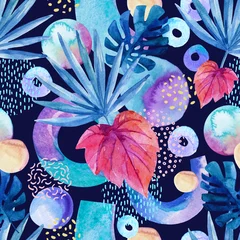 Gordijnen Watercolor tropical background. © Tanya Syrytsyna