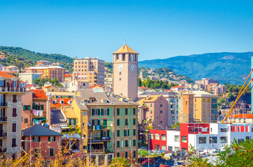 Fototapeta na wymiar Panoramic view of traditional architecture in Savona, Liguria, Italy