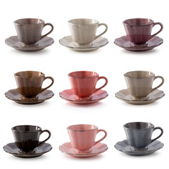 Color set of Ceramic coffee mug on a white background