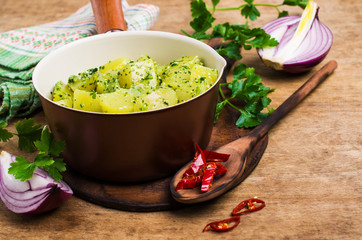Boiled potato slices