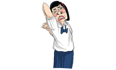 woman act cartoon, line sticker vector