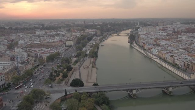 Aerial view of Canal de Alfonso XIII and Seville