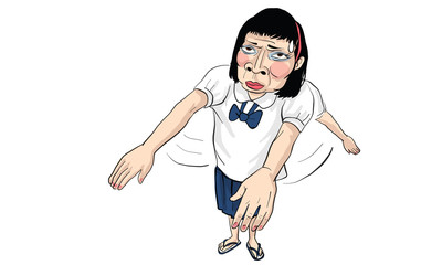 Naklejka premium woman act cartoon, line sticker vector
