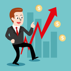businessman celebrating the successful increase