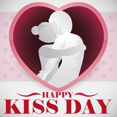 Couple Embracing and Kissing Each Other in Kiss Day Event, Vector Illustration
