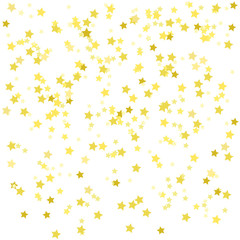 Abstract wallpaper with random falling golden stars. Pretty colors. Geometric background with confetti. Texture for design. Print for polygraphy, posters, t-shirts and textiles. Greeting cards