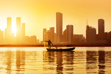 City panorama at dusk