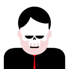 Man in mask skull. Masquerade angry Boss