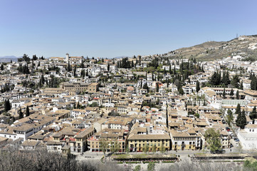 Blick von der Alhambra auf Granada, Andalusien, Spanien, Europa