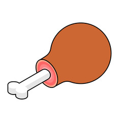 Meat on bone isometric style. Piece of beef. Pork ham isolated. Food vector illustration