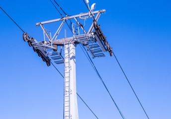 cable car railway against blue sky