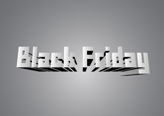 Banner for sale on Black Friday with text space. Word on white and grey background in paper cut style.
