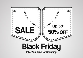 Banner template for Black Friday with text space on grey and white background.