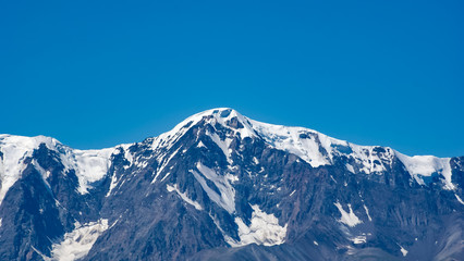 Fototapeta na wymiar Mountain glacier landscape, blue sky, Altay republic, Russia