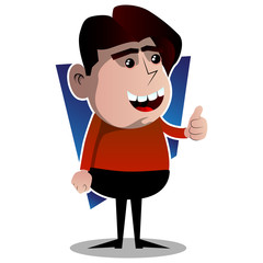 Boy giving you thumbs up, isolated on white background. Vector cartoon character illustration.