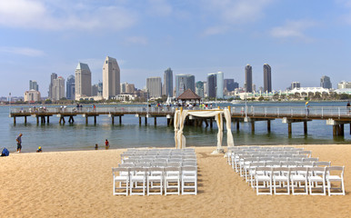 Wedding preparations on Coronado Island San Diego California.