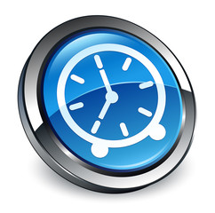 Clock icon 3d blue round button