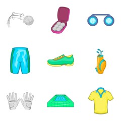 Athlete icons set, cartoon style