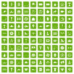 100 hockey icons set grunge green