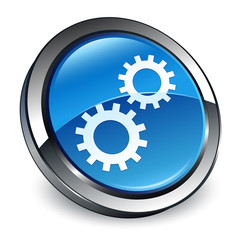 Process icon 3d blue round button