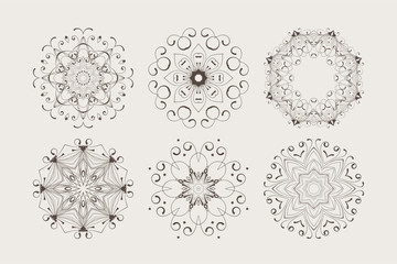 Vector circular pattern of hand drawn elements.