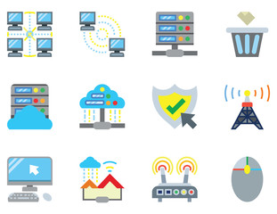 Connecting computer icon vector set