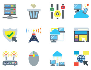 Connecting computer icon vector set