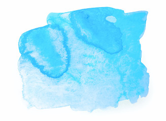 Watercolor blue hand drawn paper background. Colorful wet brush paint abstract line shape element for banner, web, print, card