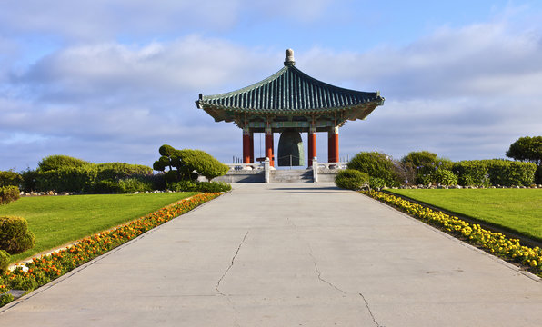 A view of the Korean friendship bell in San Pedro California.