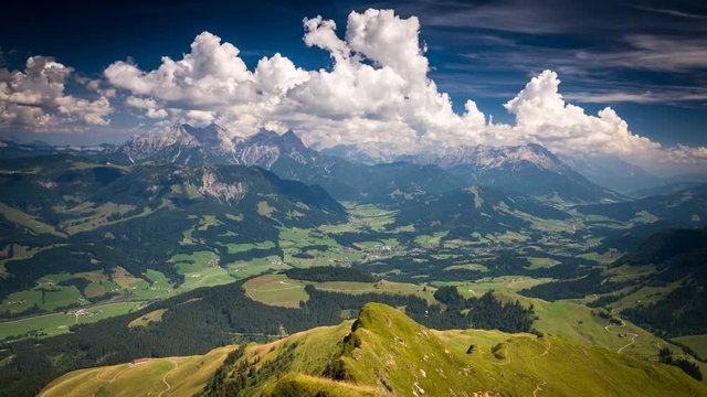 Timelapse of Kitzbueheler Mountains in Austrian Alps with Clouds and Mountains