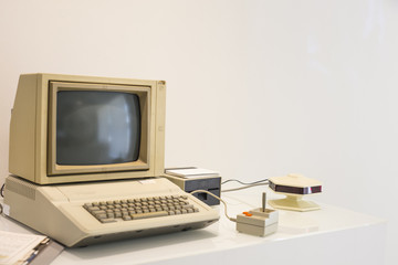 computer vintage  on white desktop 