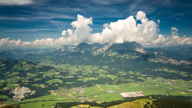 Timelapse of Kitzbueheler Mountains in Austrian Alps with Clouds and Mountains