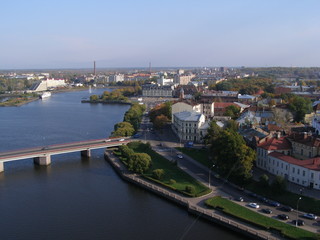 Fototapeta na wymiar View of the Central part of Vyborg from the tower of St. Olaf. Russia